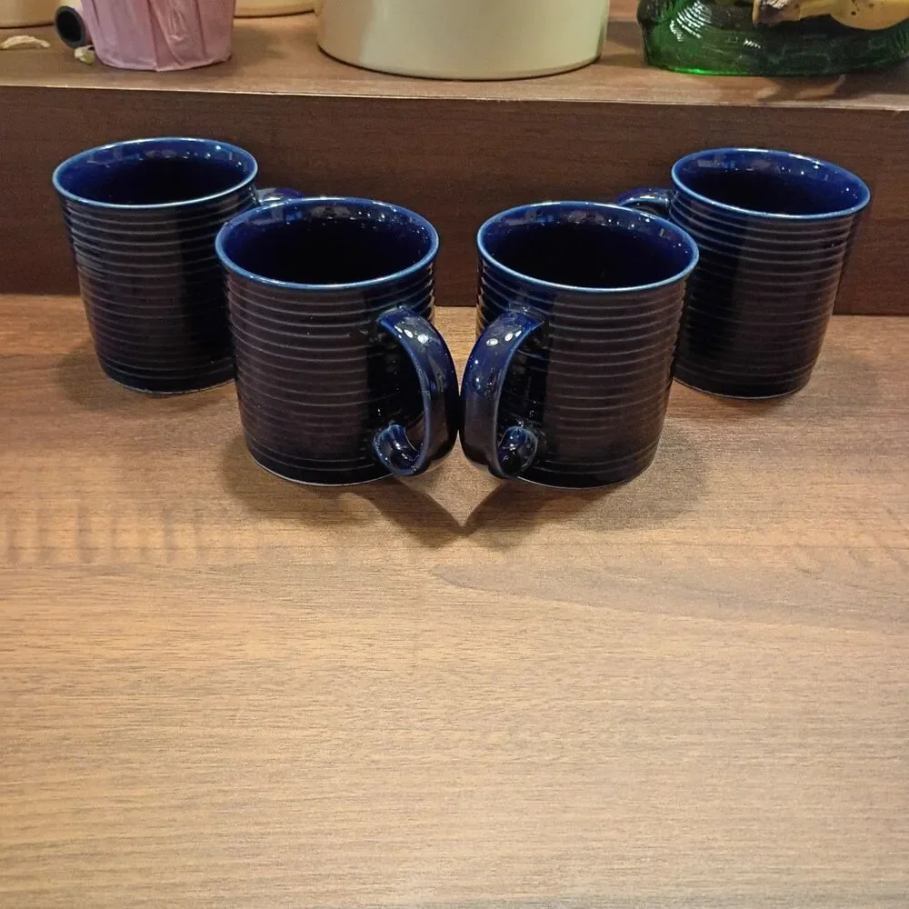 Set of 4 cobalt blue Pier 1 coffee mugs